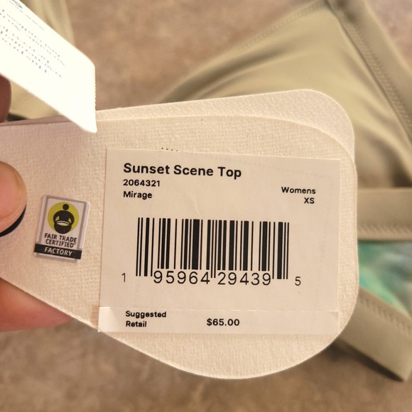 NWT Prana Sunset Scene Top Mirage Tie Dye Halter Bikini Top XS Blue Green Beach - Picture 5 of 7